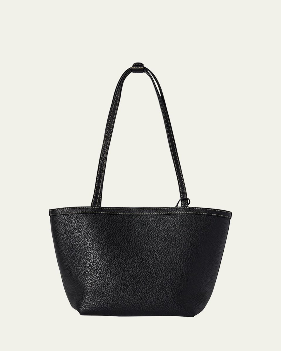 Park Medium Topstitched Tote Bag in Pebbled Leather